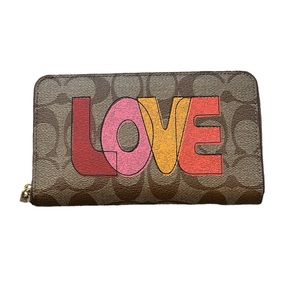 Coach Medium Zip Wallet In Signature Canvas With Love Print